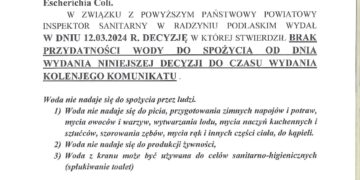 Bakterie w wodzie z wodociągu publicznego we Wrzosowie. Komunikat gospodarki komunalnej w Borkach.